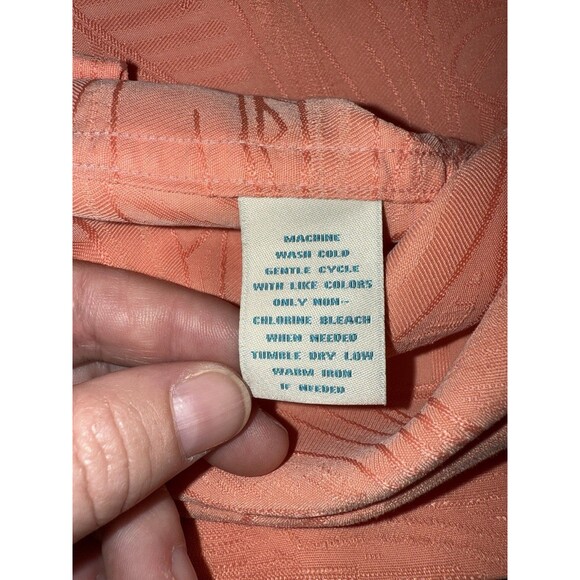 Caribbean Men’s Short Sleeve Modal PolyesterButton Down, Sz 3XB, Hawaiian, Peach - Picture 8 of 10